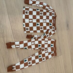 Little Sleepies Brown and White Checkered Pajama Set - Holiday 2024